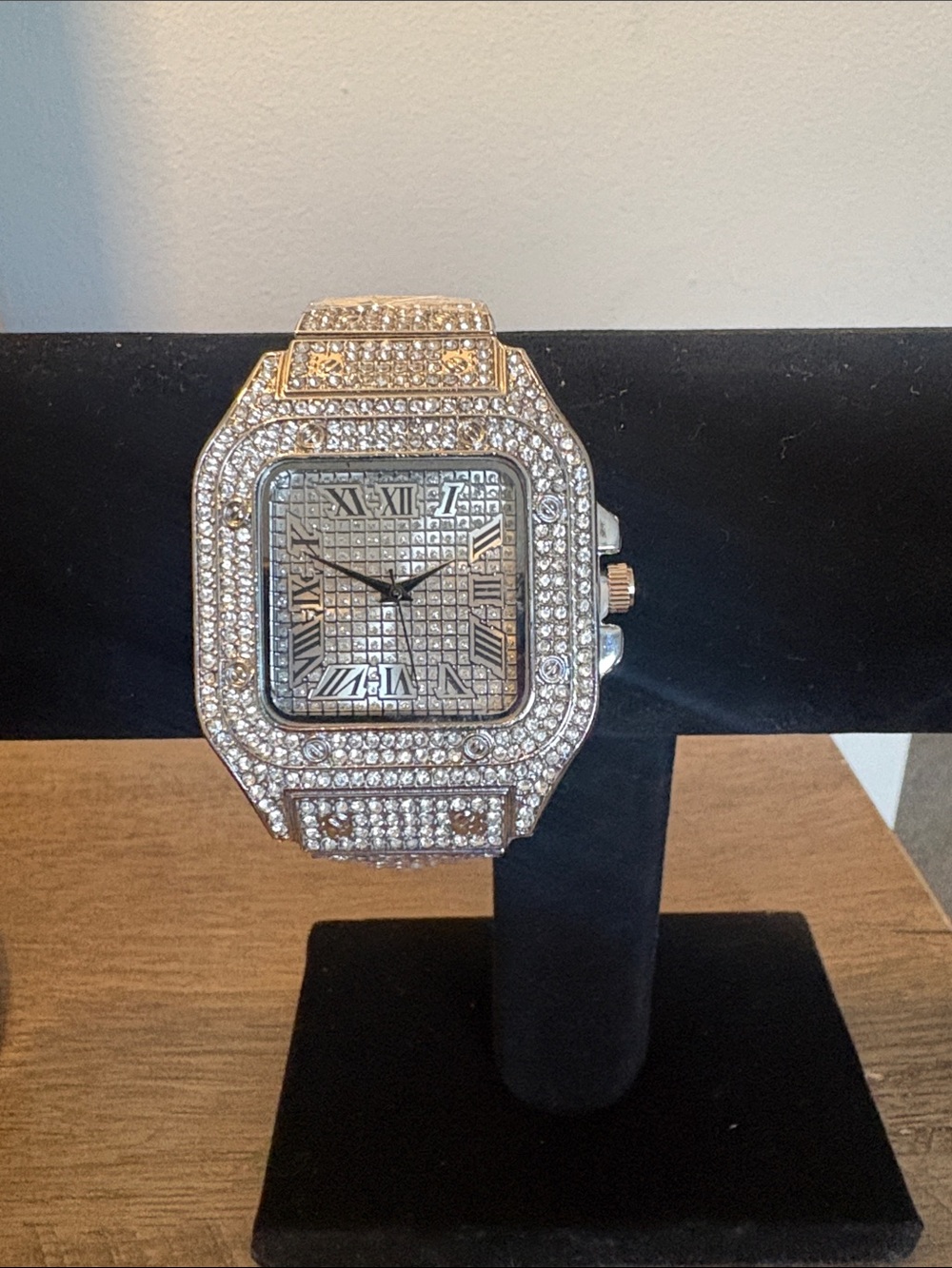 Silver Crystal-Embellished Men's Watch - Fashion Accessory